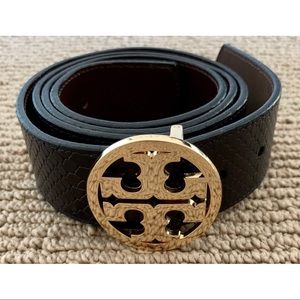 Tory Burch reversible leather snakeskin belt (